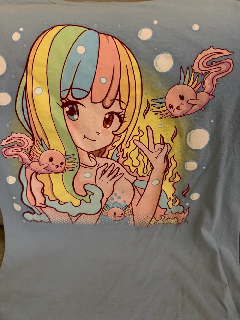 Pastel Rainbow Anime Mermaid Graphic Tee